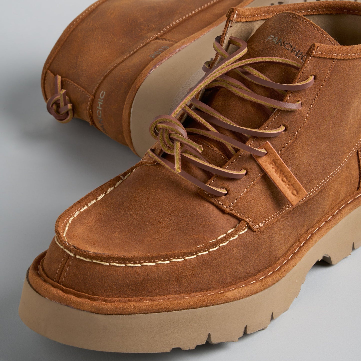 Sneakers Panchic man nubuck leather coffee orange