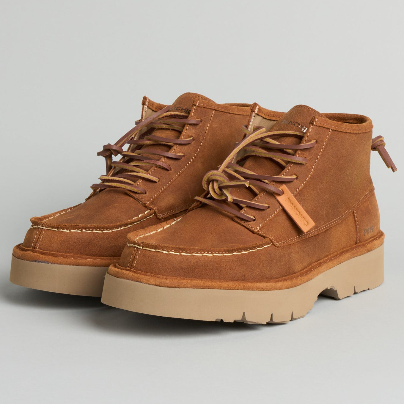 Sneakers Panchic man nubuck leather coffee orange