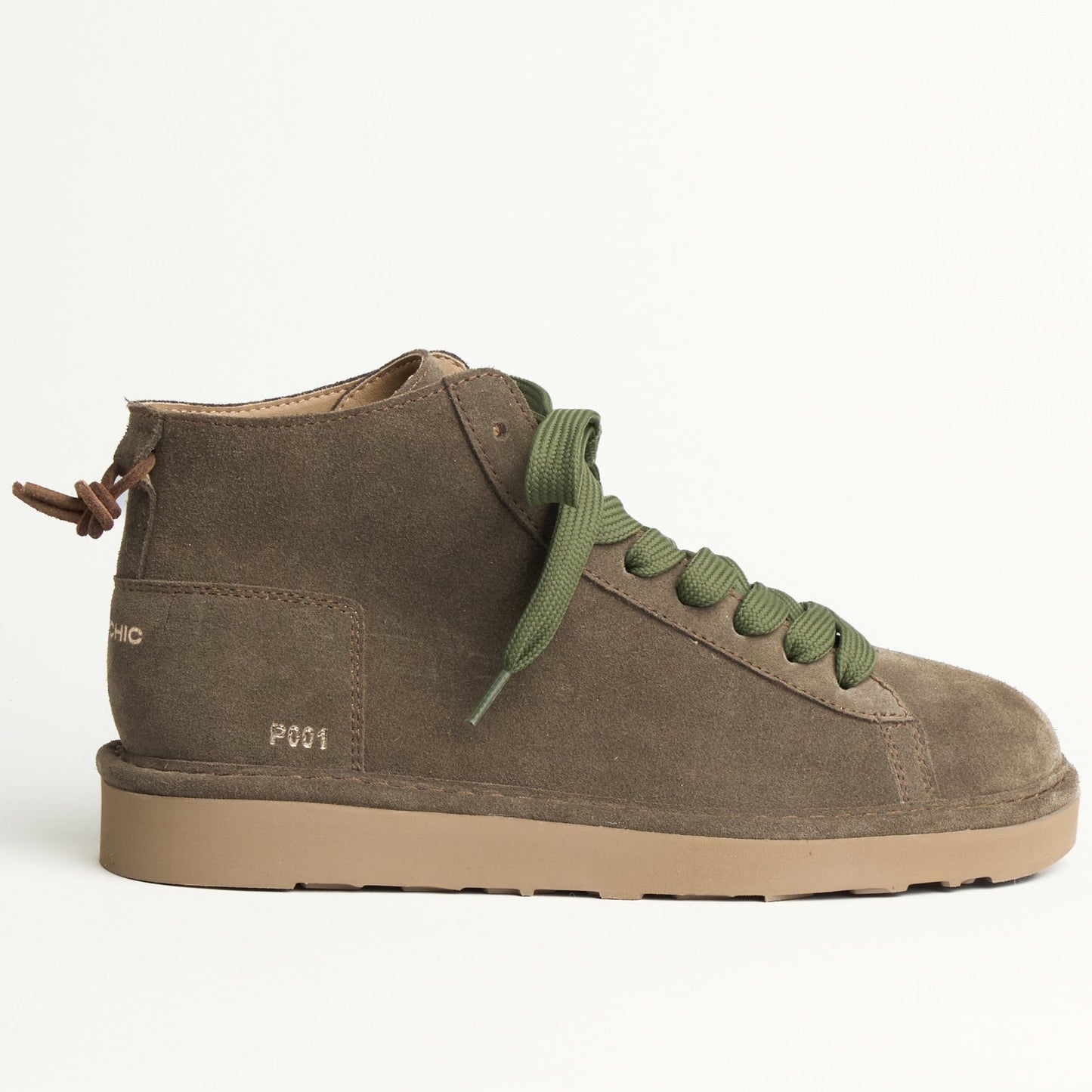 Sneakers Panchic man khaki green suede lined fur