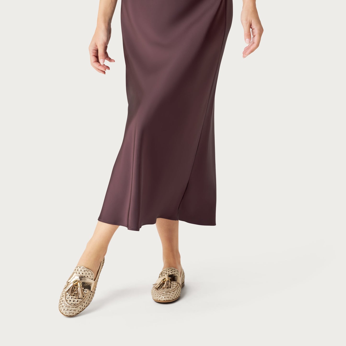 Mocassini Frau donna pelle laminato oro
