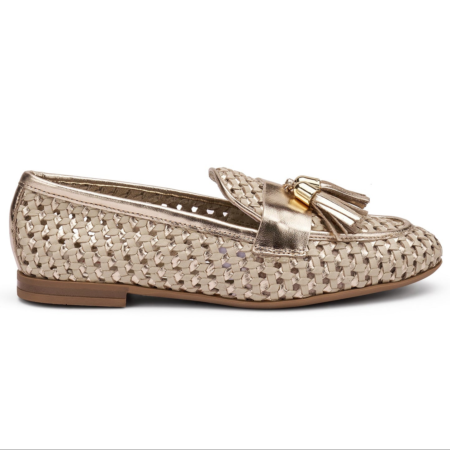 Mocassini Frau donna pelle laminato oro