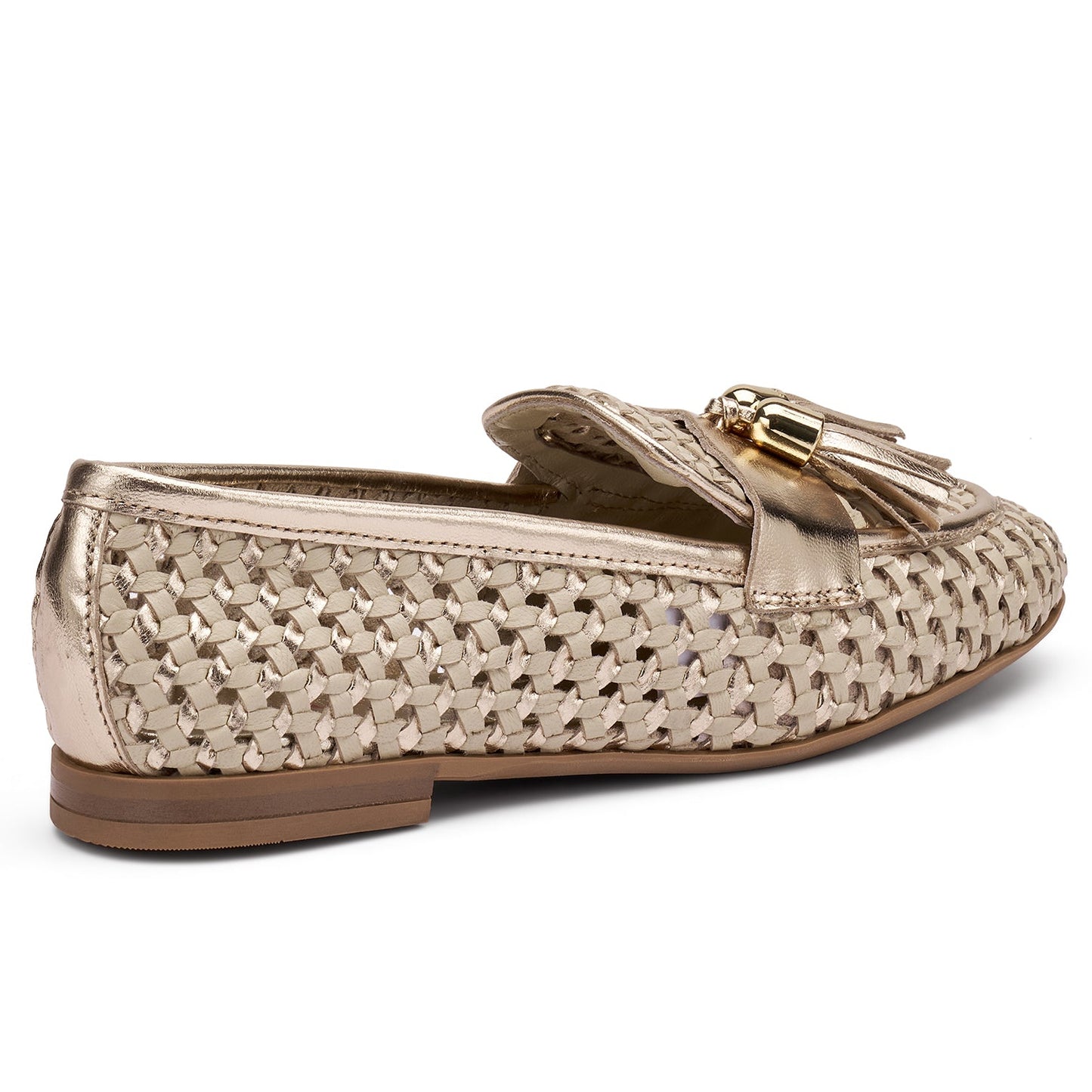 Mocassini Frau donna pelle laminato oro