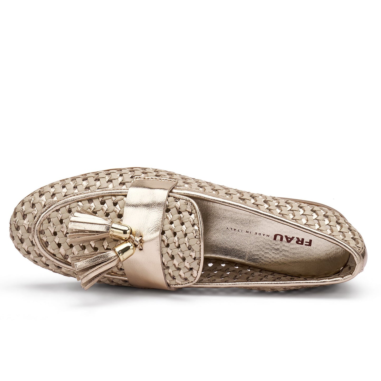 Mocassini Frau donna pelle laminato oro