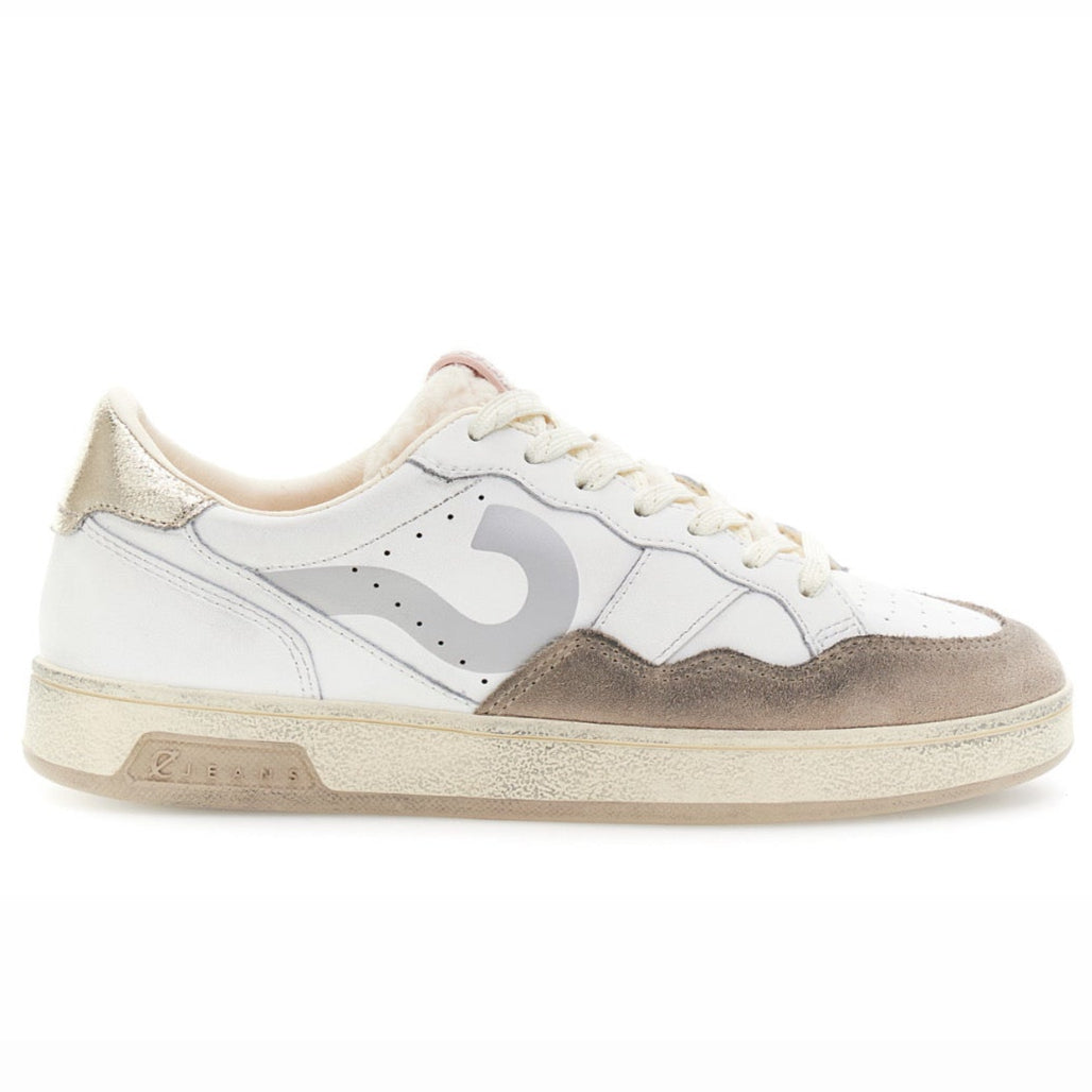 Sneakers CafèNoir donna pelle bianco e beige