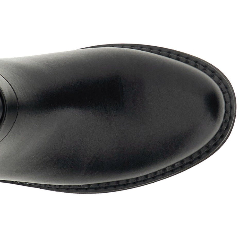 High boots CafèNoir woman black eco-leather logo inserts