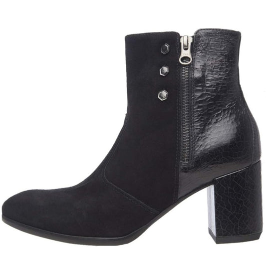 Ankle boots NeroGiardini woman black suede leather heel