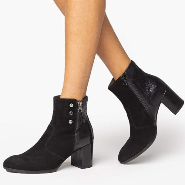 Ankle boots NeroGiardini woman black suede leather heel