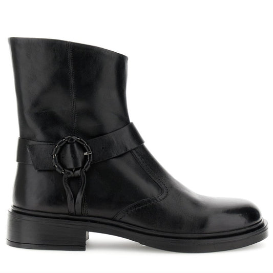 Ankle boots CafèNoir woman black leather buckle
