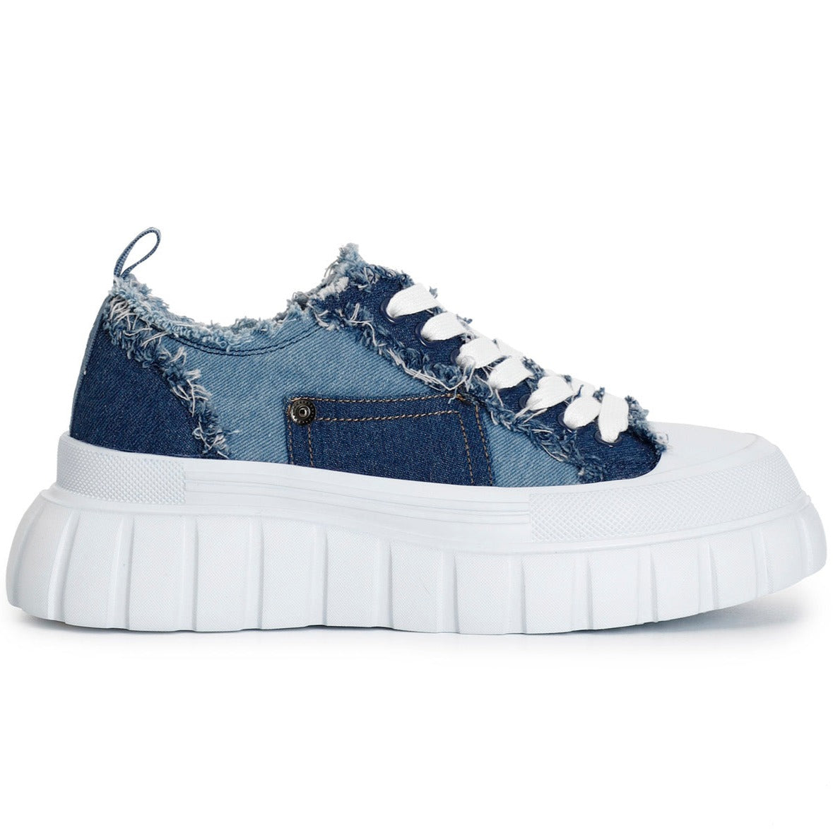 Sneakers CafèNoir donna tessuto jeans con frange