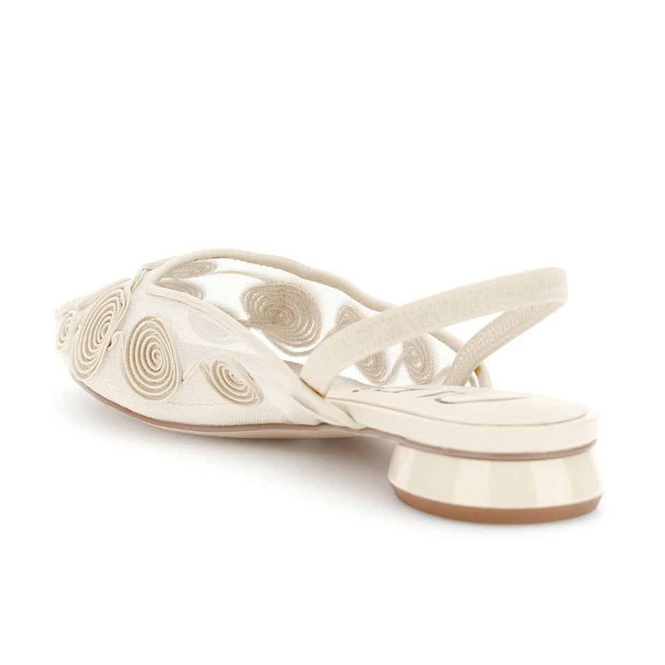 Slingback CafèNoir donna pelle e tessuto beige
