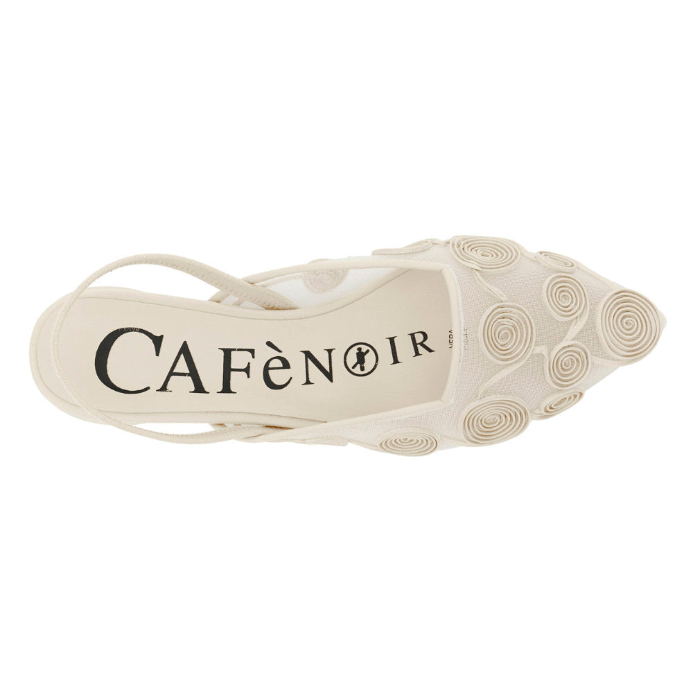 Slingback CafèNoir donna pelle e tessuto beige