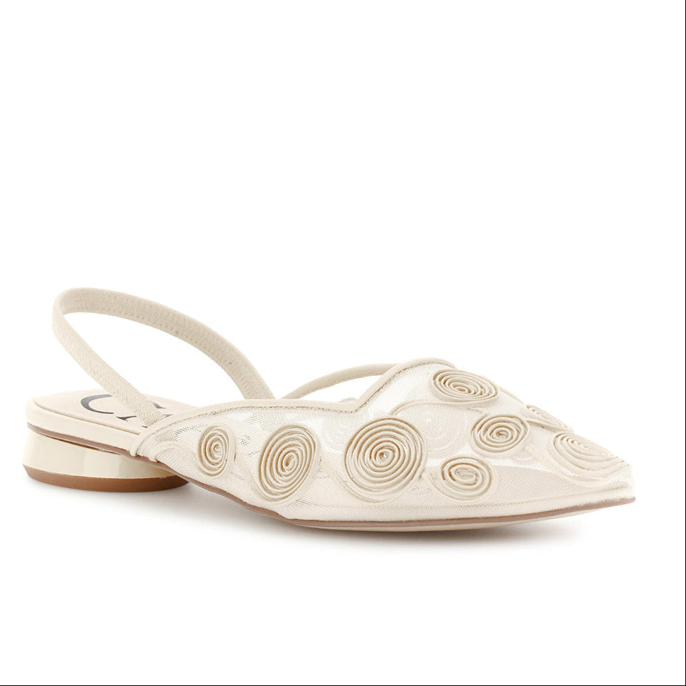 Slingback CafèNoir donna pelle e tessuto beige