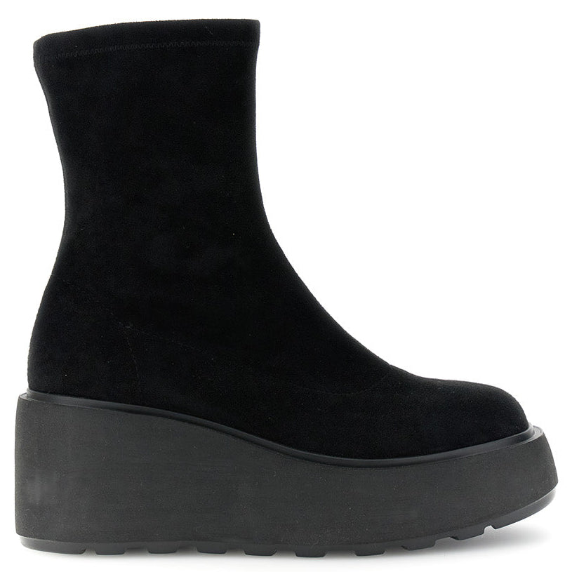 Stivali CafèNoir donna tessuto elasticizzato nero zeppa