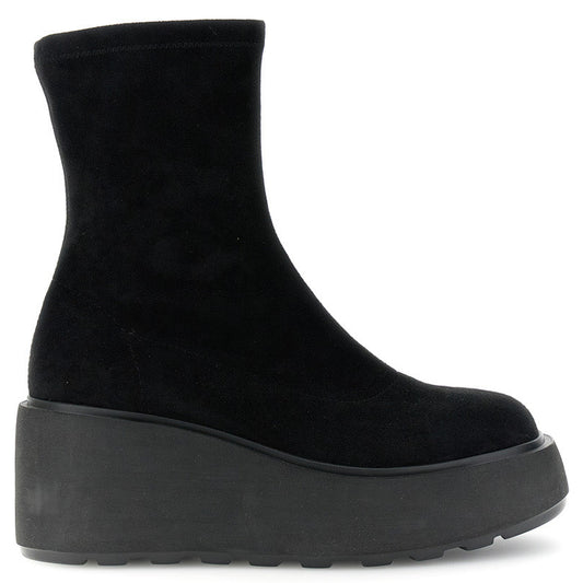 Stivali CafèNoir donna tessuto elasticizzato nero zeppa