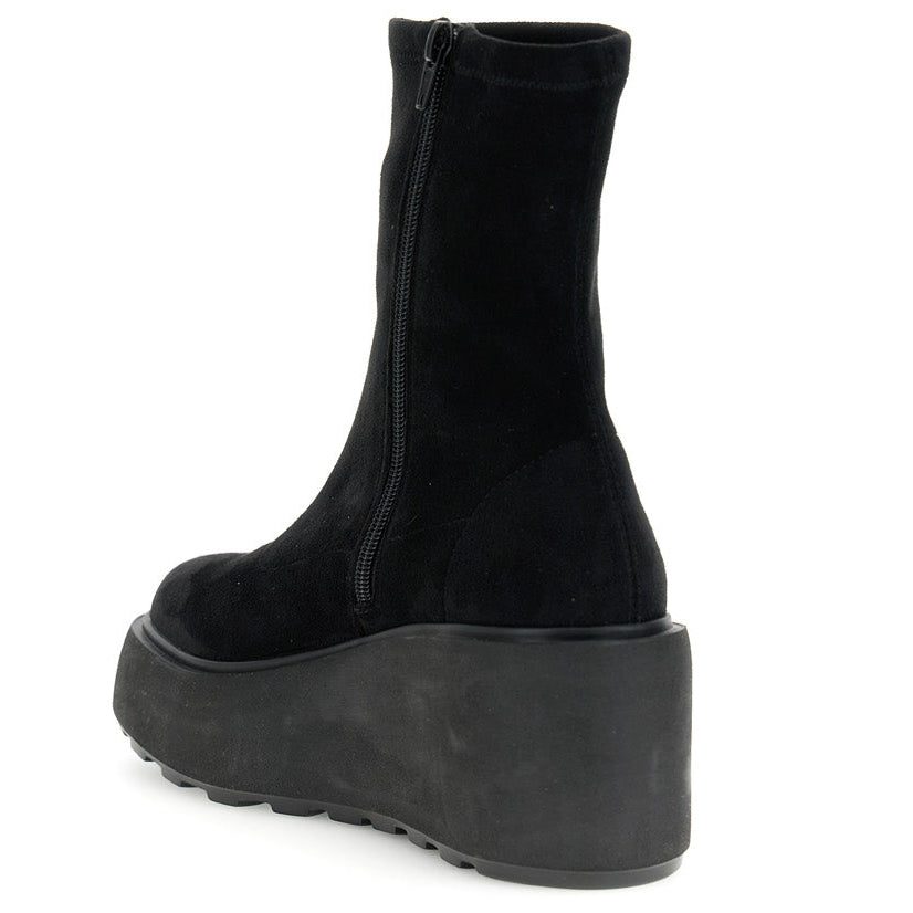 Stivali CafèNoir donna tessuto elasticizzato nero zeppa