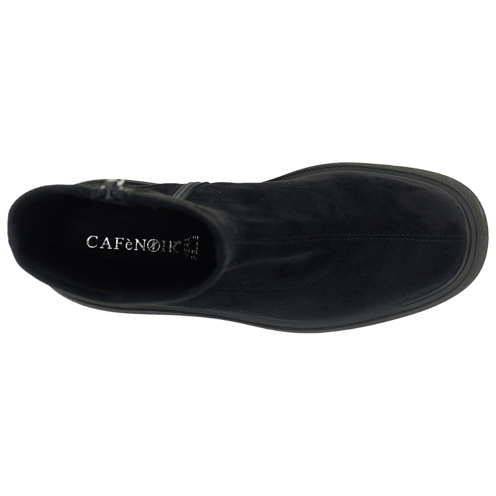 Stivali CafèNoir donna tessuto elasticizzato nero zeppa
