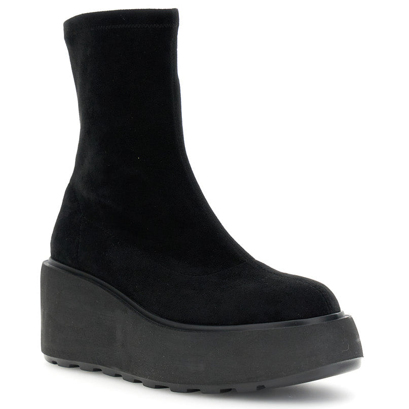 Stivali CafèNoir donna tessuto elasticizzato nero zeppa