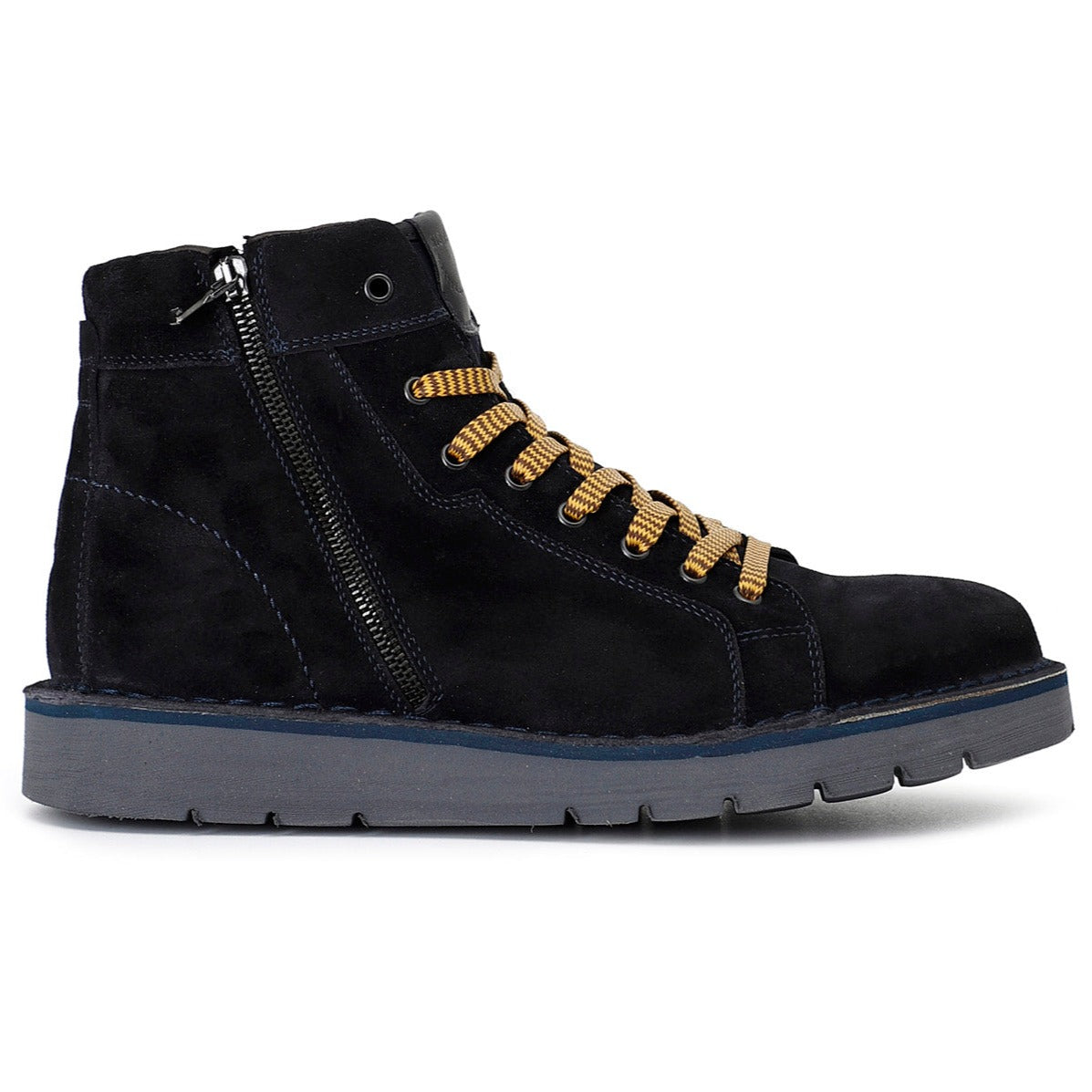 Sneakers CafèNoir uomo pelle blu cerniera laterale