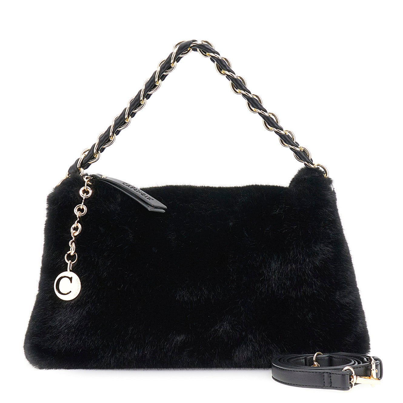 Soft shoulder bag CafèNoir woman black eco-fur