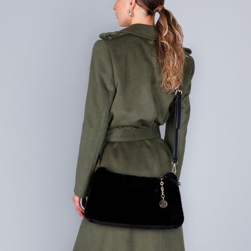 Soft shoulder bag CafèNoir woman black eco-fur