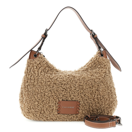 Soft shoulder bag CafèNoir woman camel eco-fur