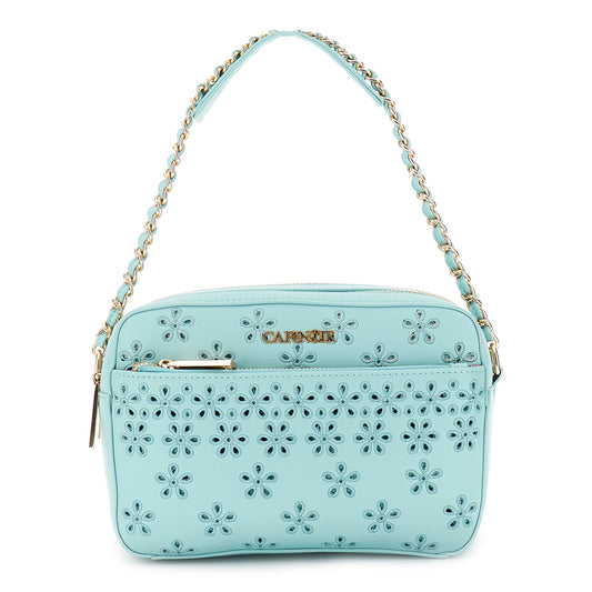 Borsa mini CafèNoir acquamarina fiori
