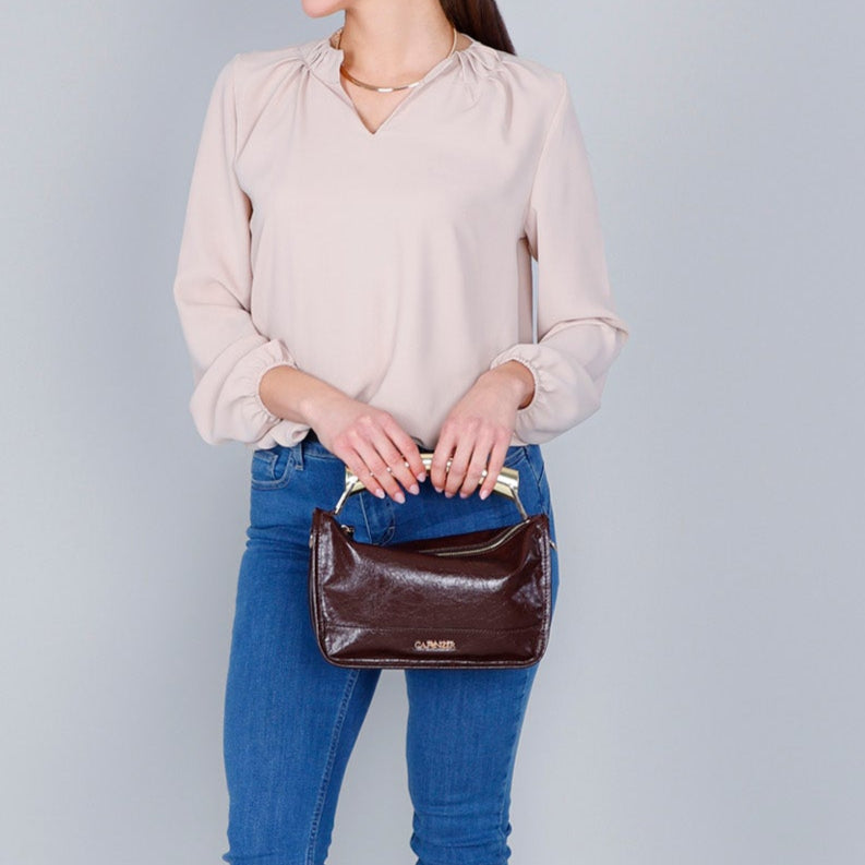 Mini shoulder bag CafèNoir woman burgundy naplak eco-leather