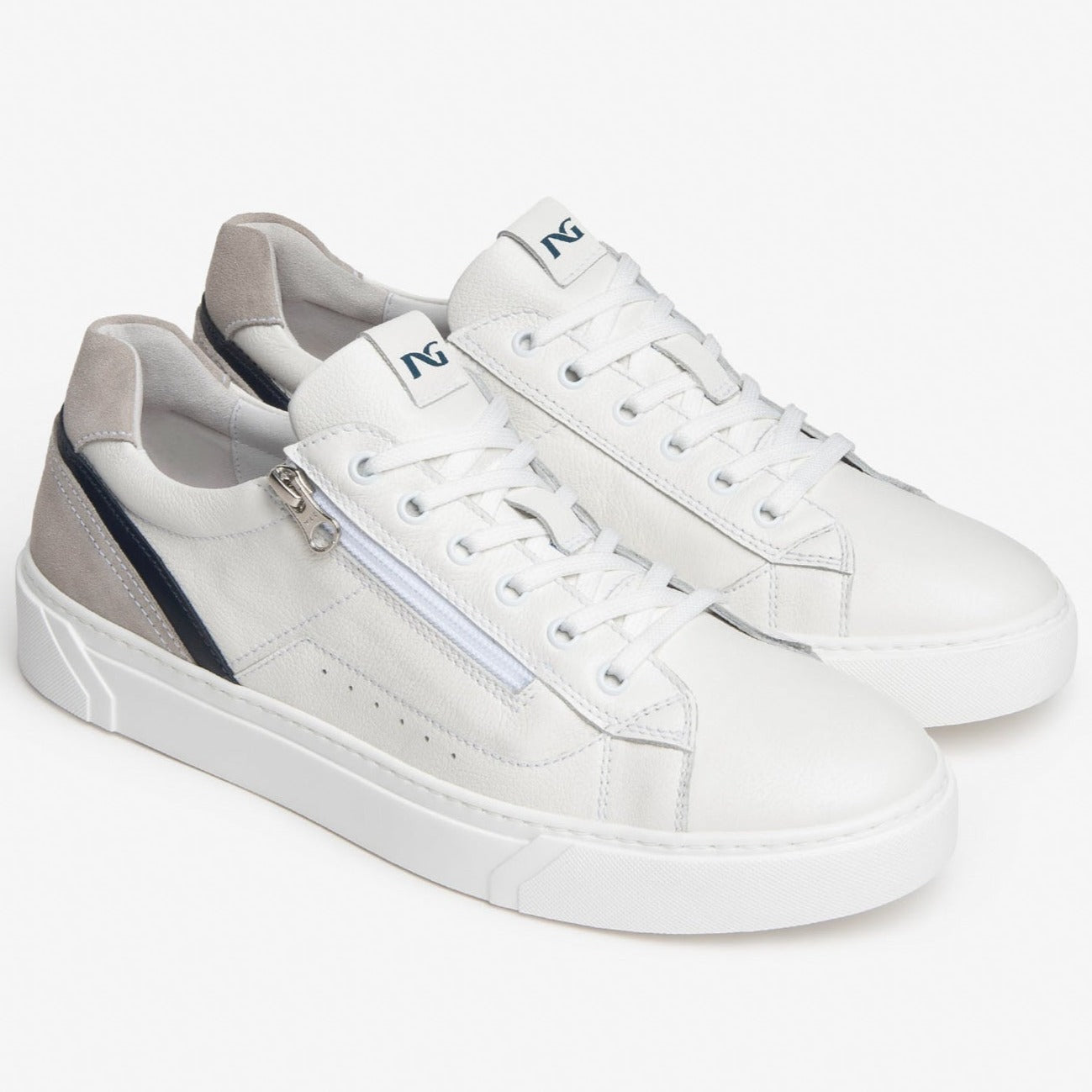 Sneakers NeroGiardini uomo pelle bianco zip