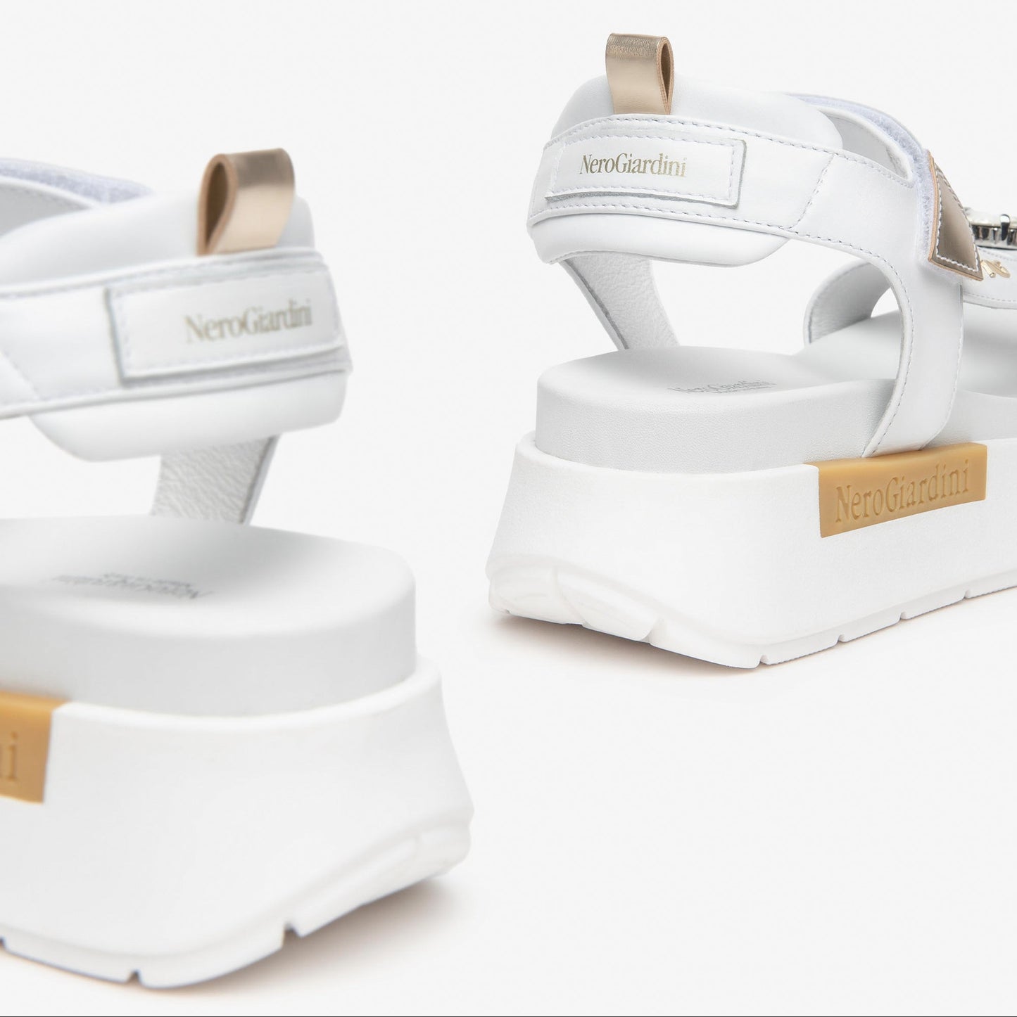 Sandali NeroGiardini donna pelle bianco inserti brillanti
