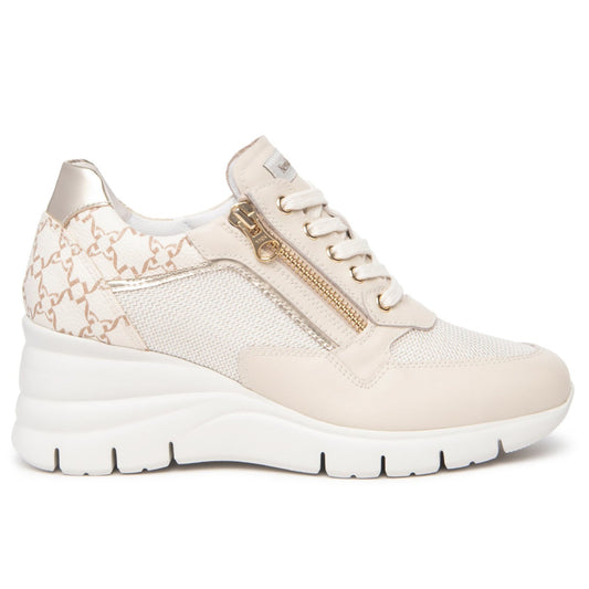 Sneakers NeroGiardini donna pelle beige con zeppa