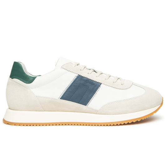 Sneakers NeroGiardini uomo pelle bianco inserti verde e blu