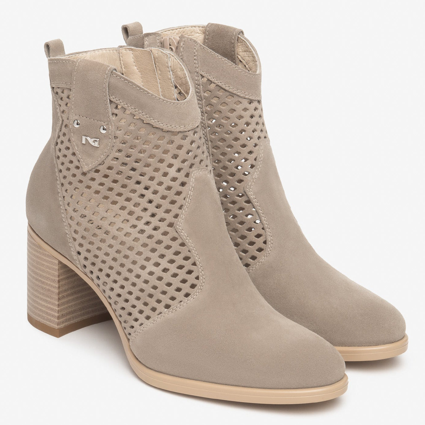Ankle boots NeroGiardini woman beige suede leather