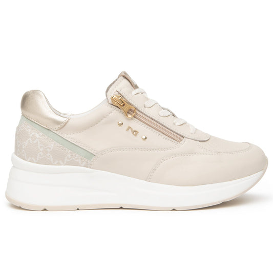 Sneakers NeroGiardini donna pelle beige con zeppa