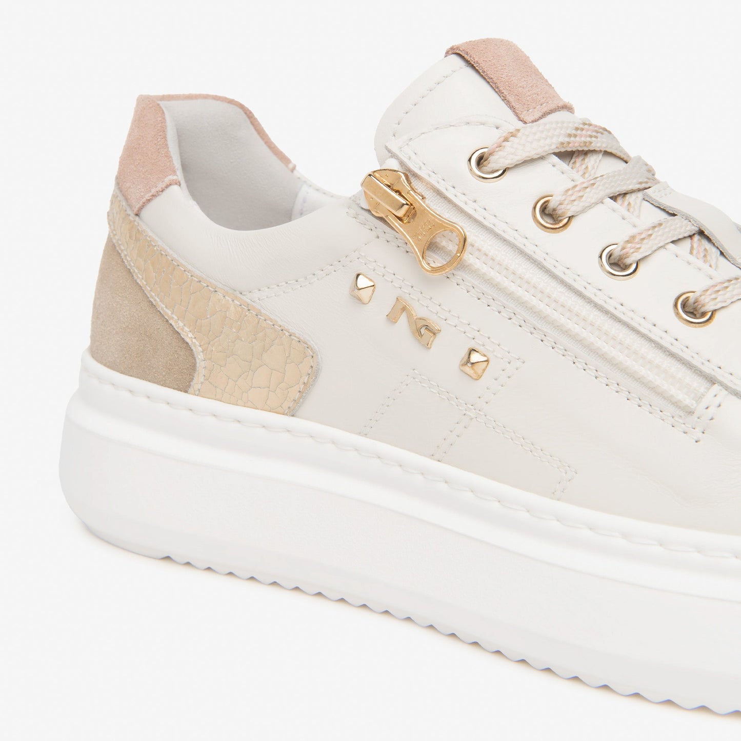 Sneakers NeroGiardini woman white leather with zip