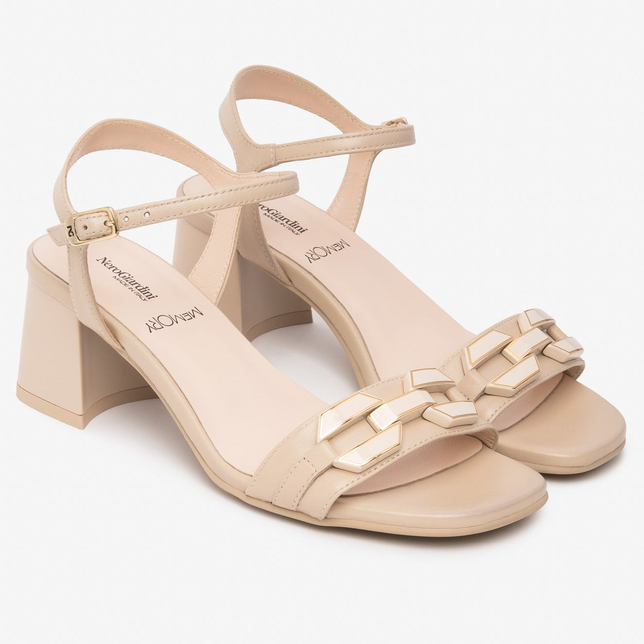 Sandali NeroGiardini donna pelle beige con tacco