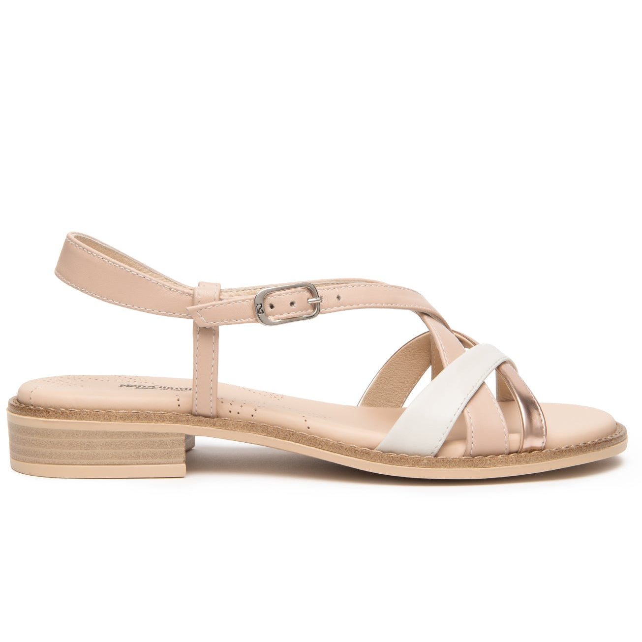 Sandals NeroGiardini women white and powder pink leather