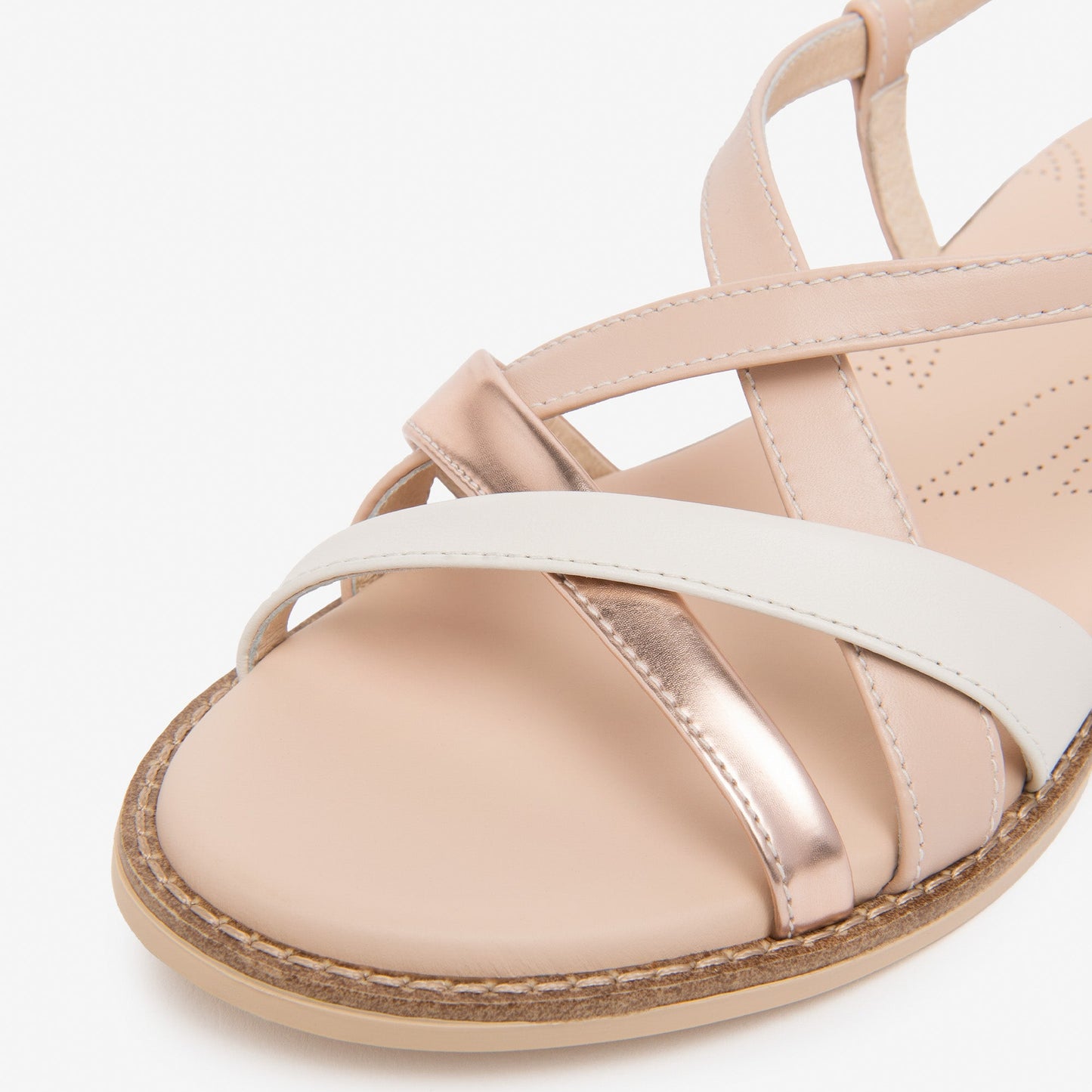 Sandals NeroGiardini women white and powder pink leather