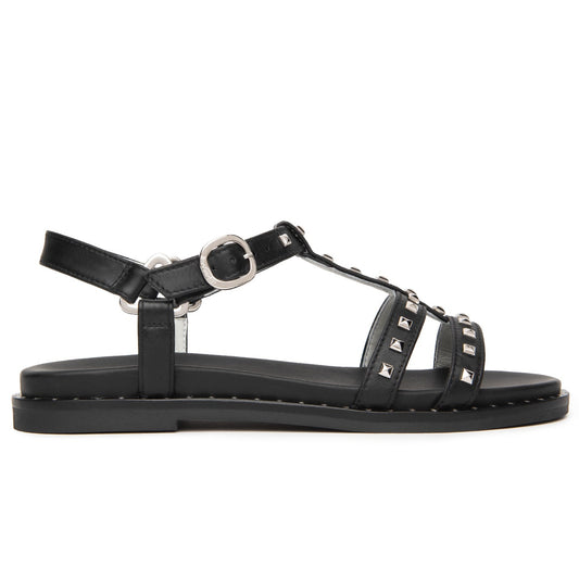 Sandali NeroGiardini donna pelle nero con borchie