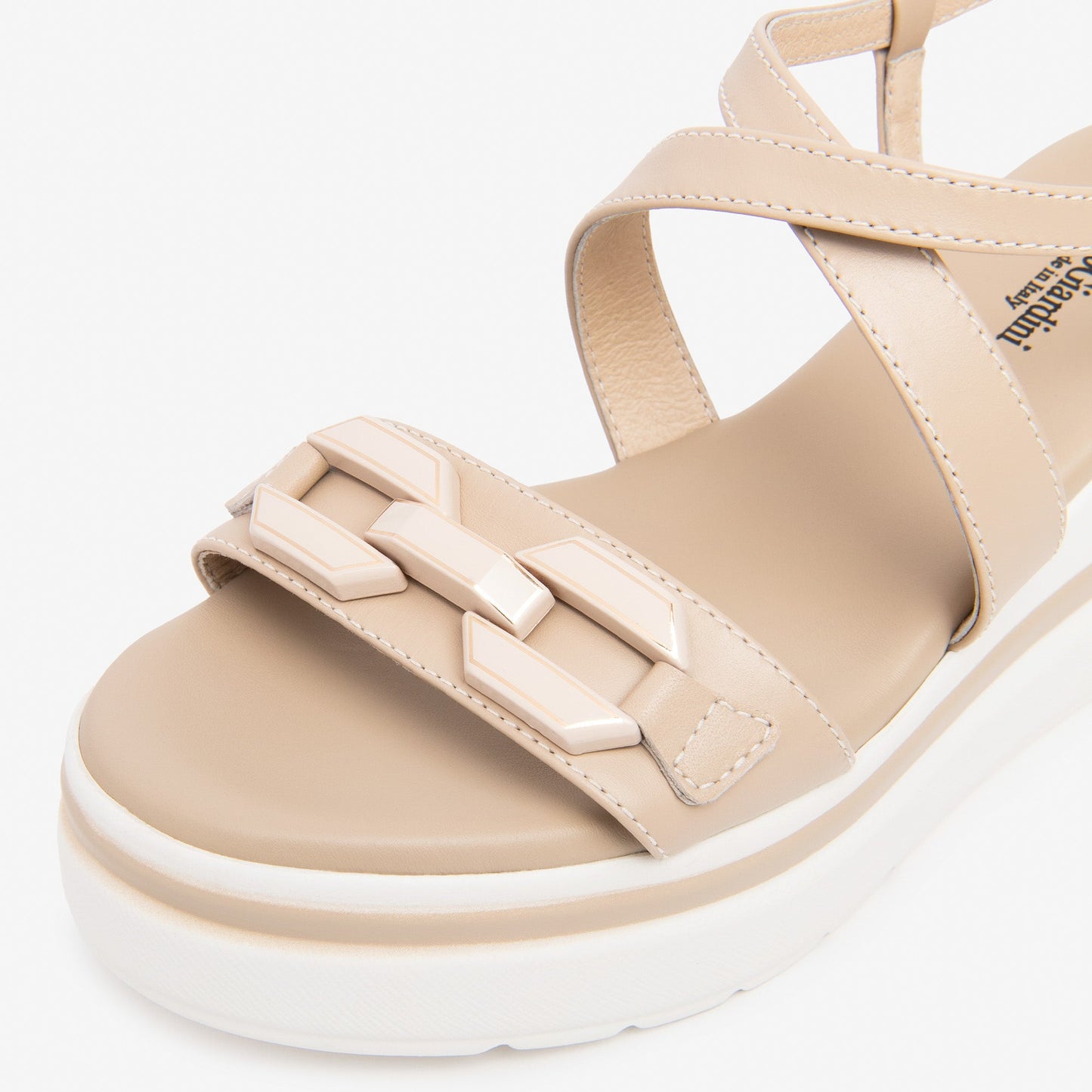 Sandali NeroGiardini donna pelle beige inserto fibbia