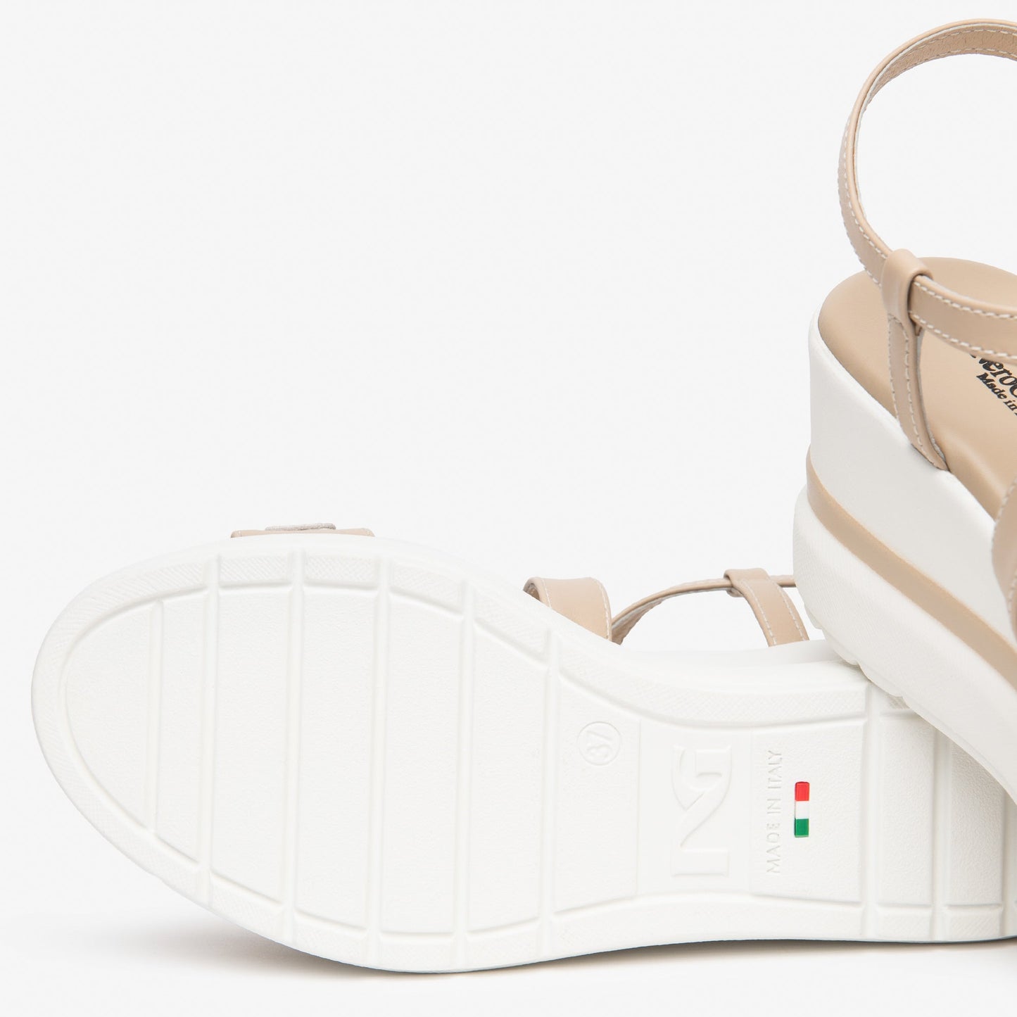 Sandali NeroGiardini donna pelle beige inserto fibbia