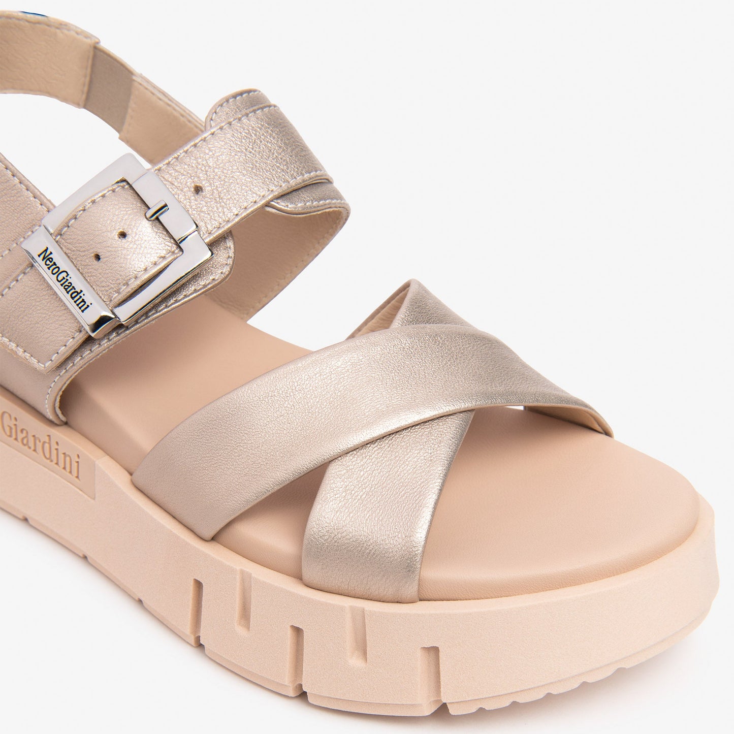 Sandali NeroGiardini donna pelle oro laminato