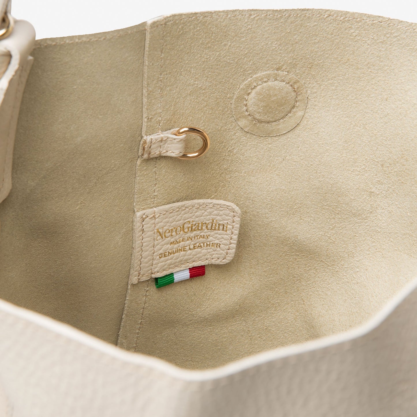Borsa secchiello NeroGiardini pelle panna