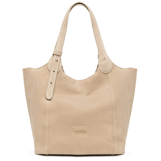Borsa media NeroGiardini camoscio nude