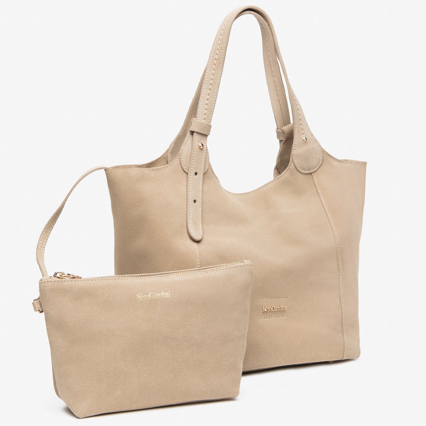 Medium bag NeroGiardini nude suede leather