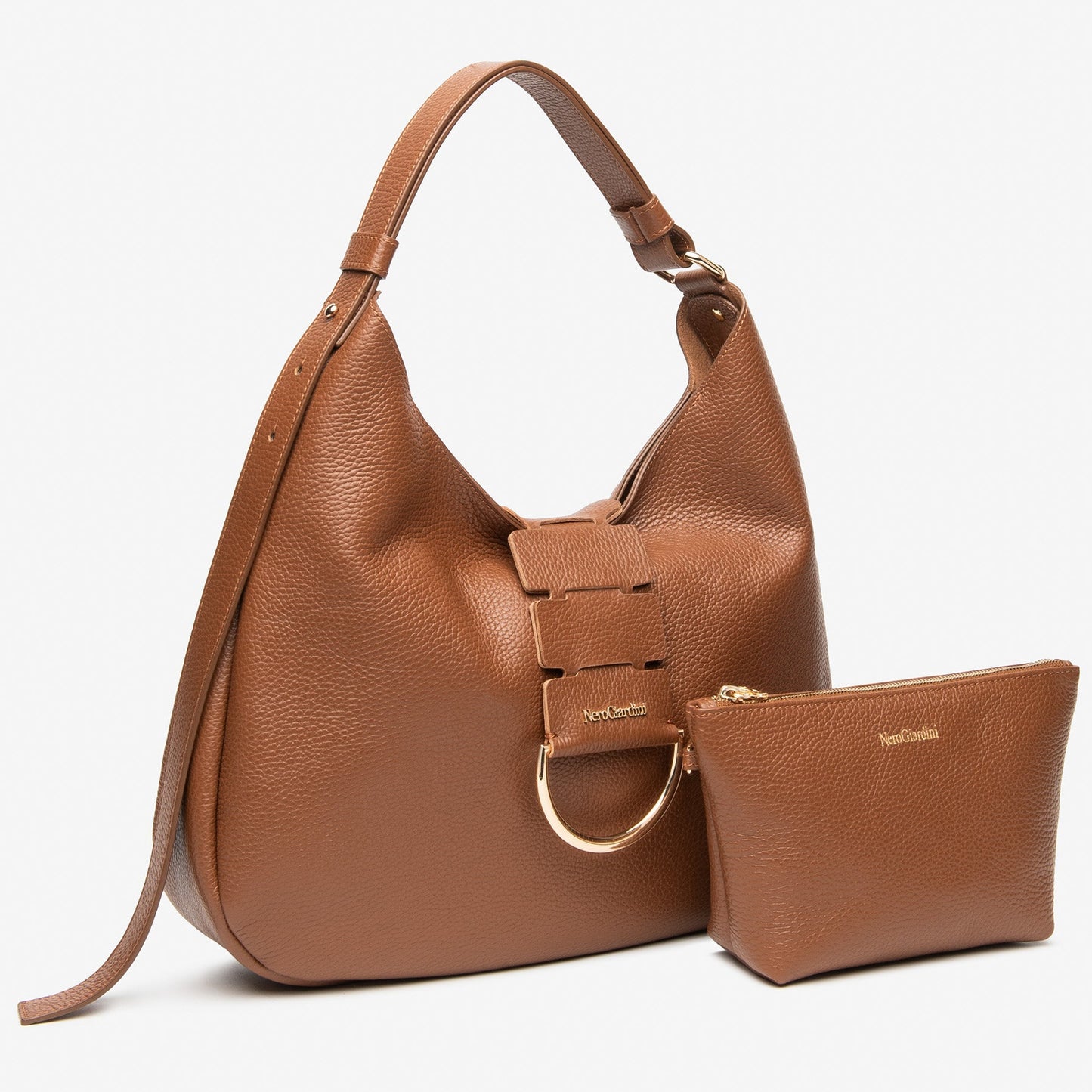 Borsa hobo NeroGiardini pelle cuoio