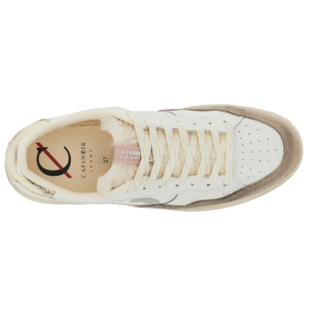 Sneakers CafèNoir donna pelle bianco e beige