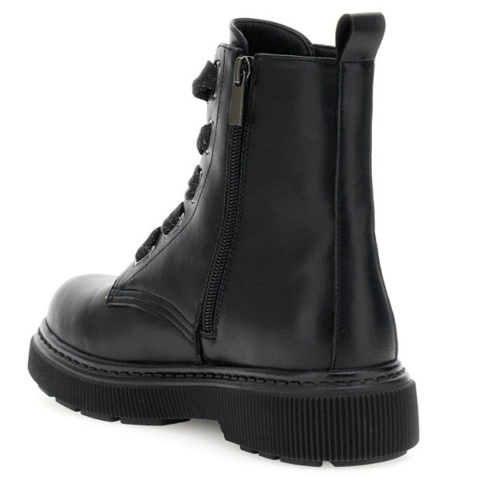 Ankle boots CafèNoir woman black eco-leather floral pattern