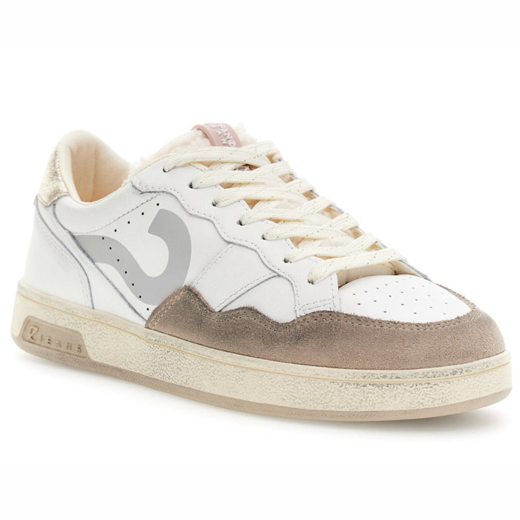 Sneakers CafèNoir donna pelle bianco e beige