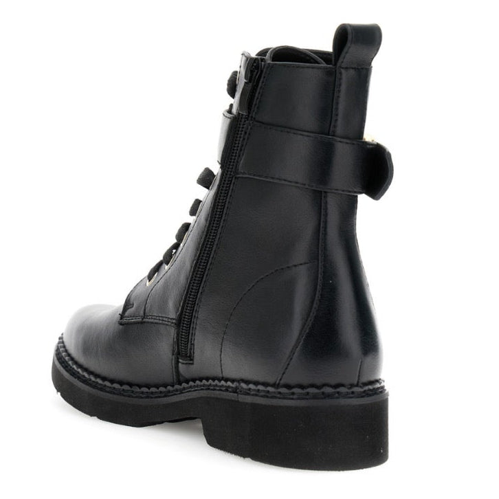 Ankle boots CafèNoir woman black eco-leather logo inserts