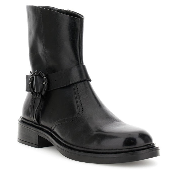 Ankle boots CafèNoir woman black leather buckle